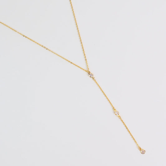 Colar Gravata zirconia dourado