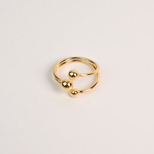 Anel três bolinhas ajustável dourado