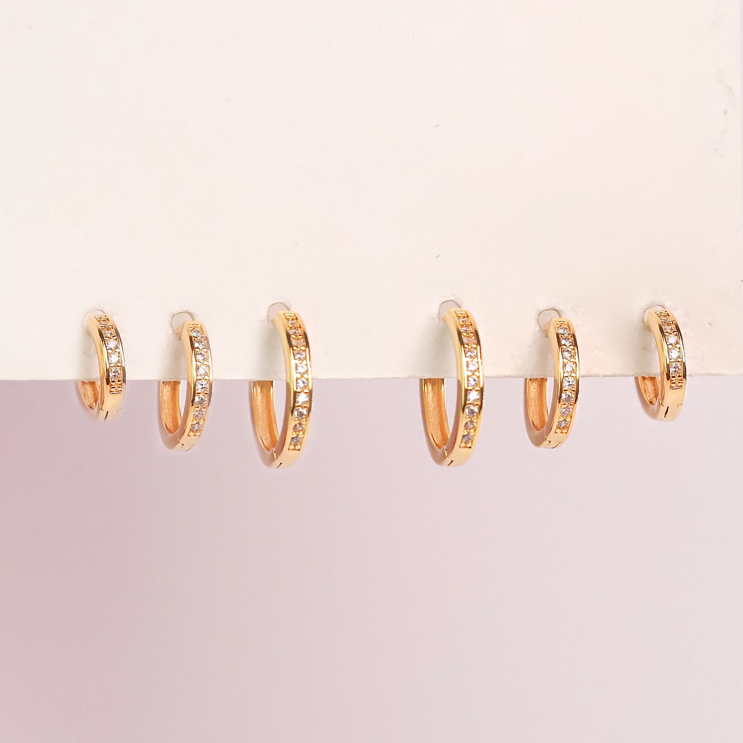 Trio de Argolas zirconias dourado - margê atelier