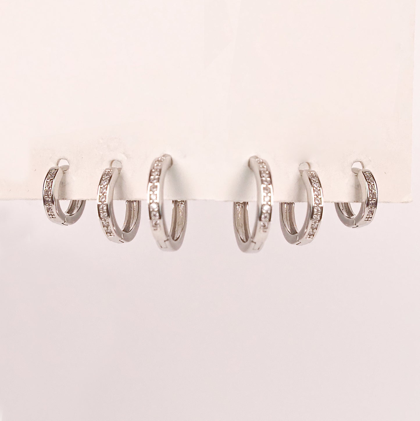 Trio de Argolas zirconias prateado - margê atelier