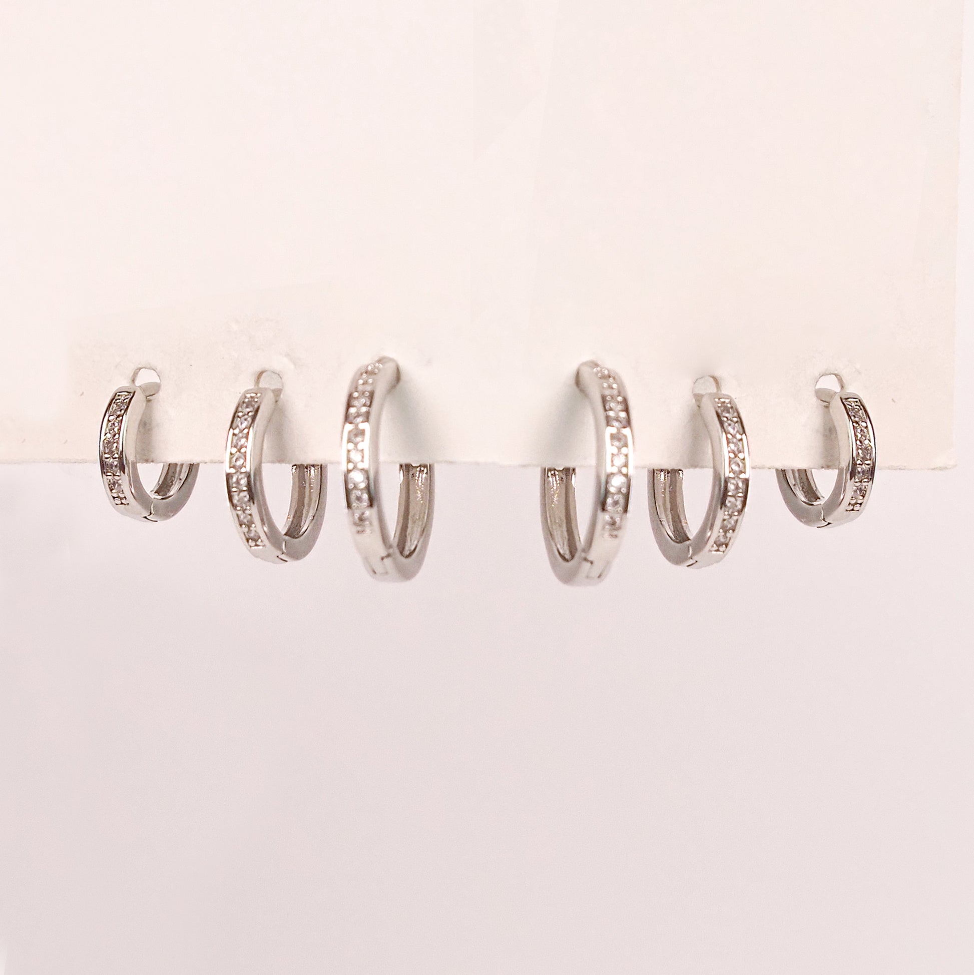 Trio de Argolas zirconias prateado - margê atelier