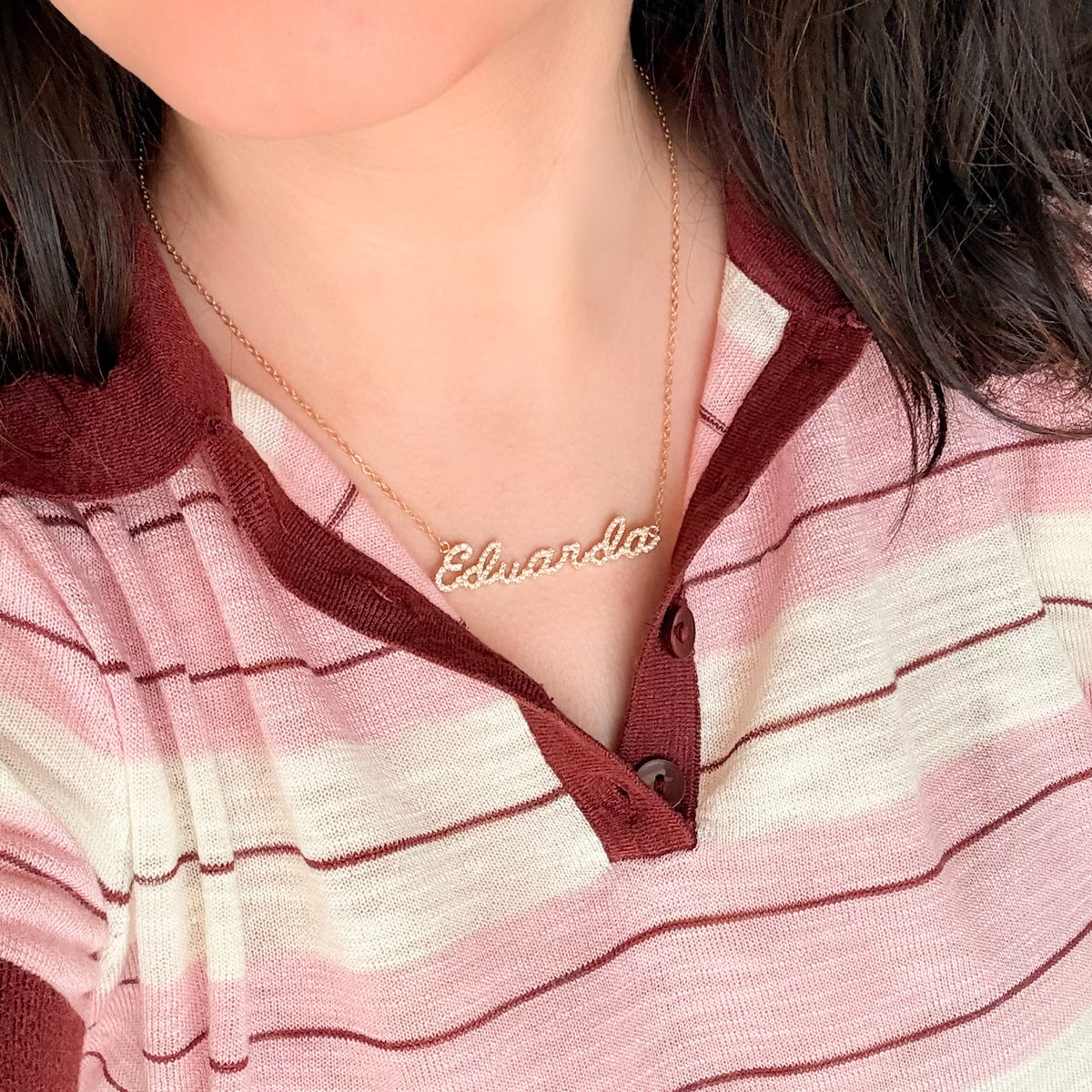 Colar nome personalizado zircononia dourado