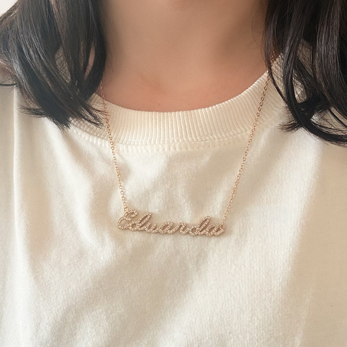Colar nome personalizado zircononia dourado