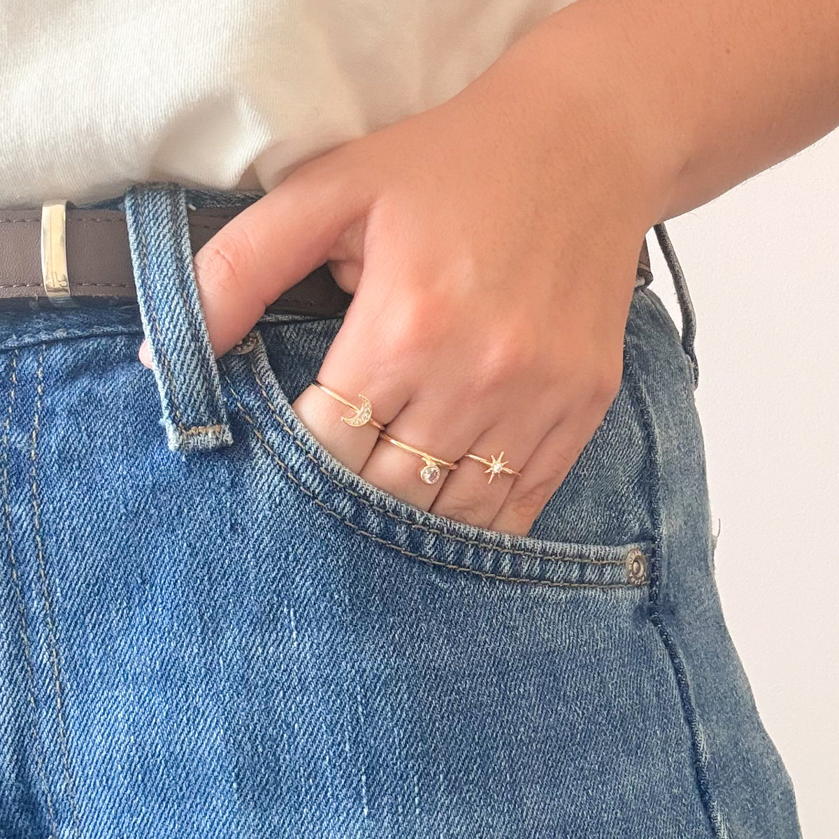 Anel estrela dourado