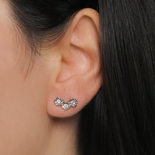 Earcuff florzinhas prateada