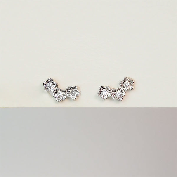 Earcuff florzinhas prateada