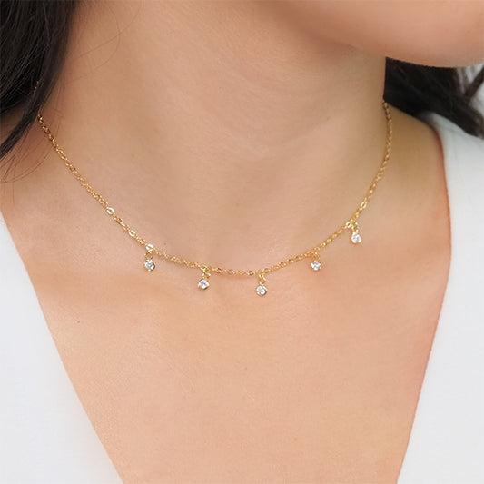 Choker luz zirconia dourada