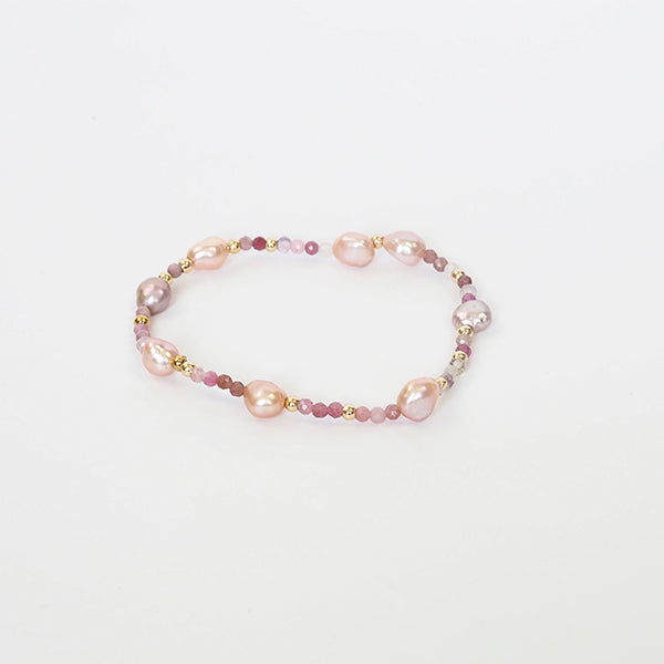 Pulseira pérolas rosa lilás