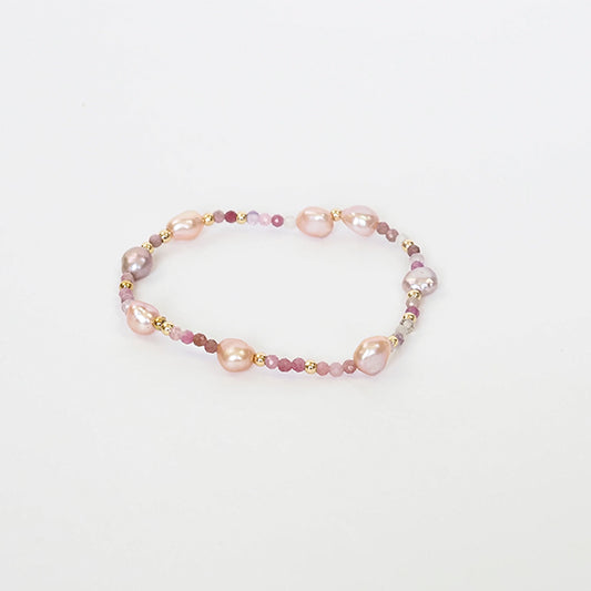 Pulseira pérolas rosa lilás