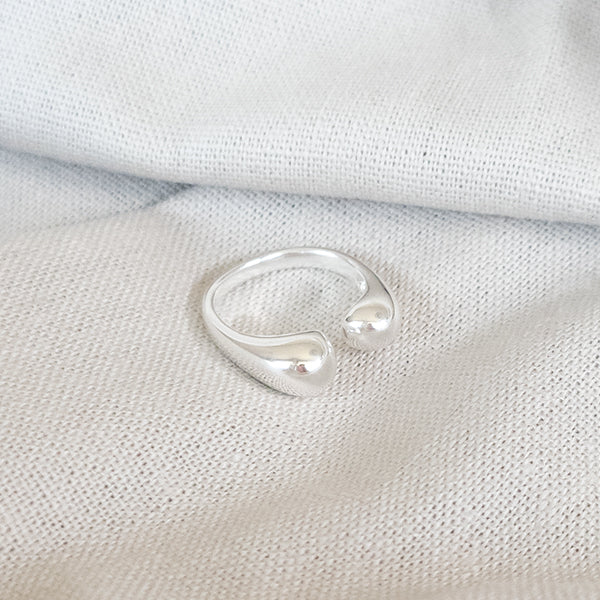Anel onda ajustável prateado - margê atelier