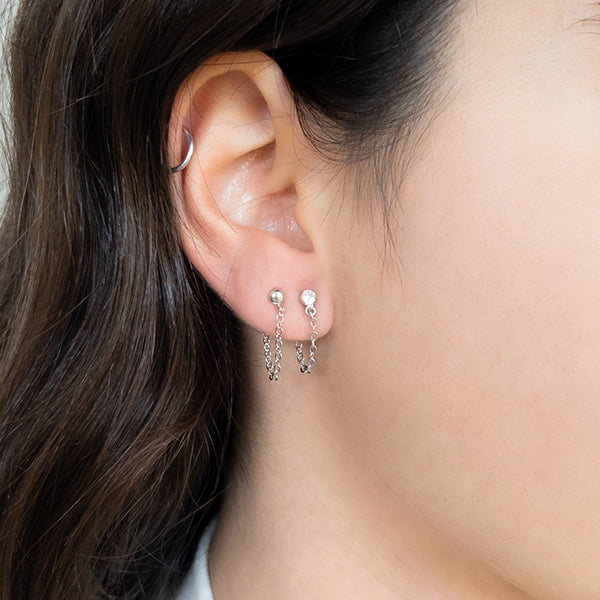 Brinco corrente zirconia prateado - margê atelier