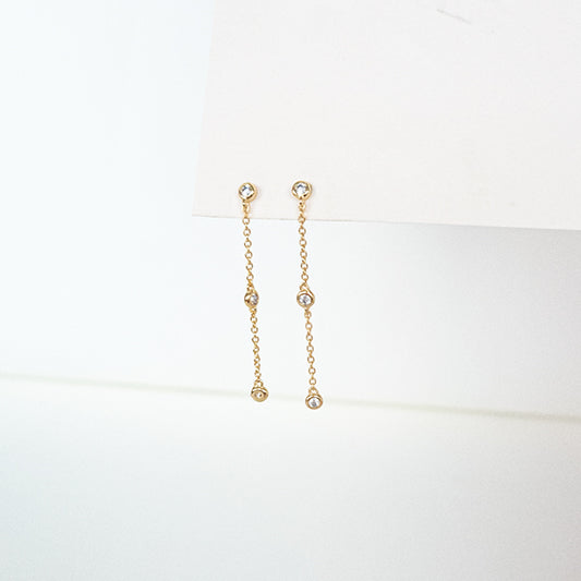 Brinco fio zirconias dourado - margê atelier
