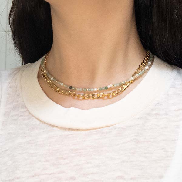 Choker pedras verdinhas - margê atelier